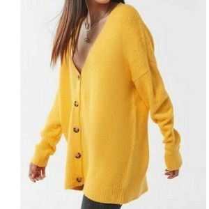 Urban Outfitters Yellow Jordan Cardigan Sweater
